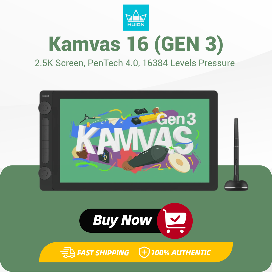 Drawing Tablet With Screen 15.6 Inch - جهاز لوحي للرسومات HUION Kamvas 16