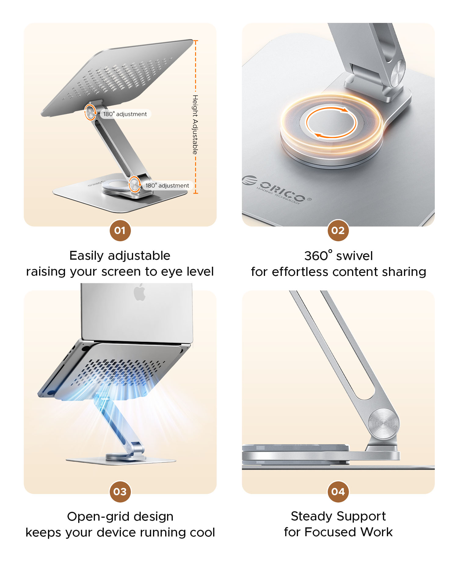 أوريكو 360 °   حامل كمبيوتر مح - مراجعة Tablet Stand Adjustable Aluminum وسعره