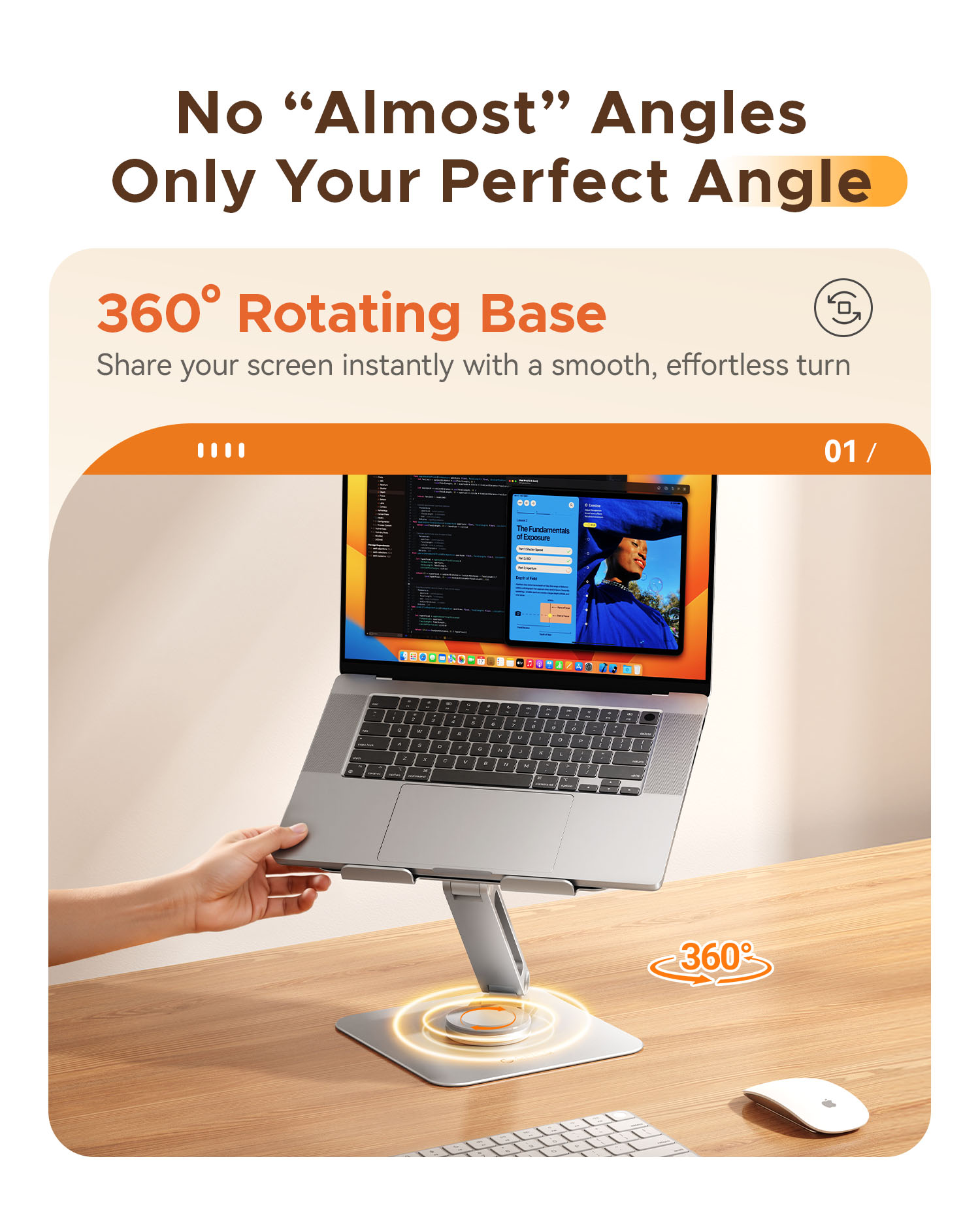 أوريكو 360 °   حامل كمبيوتر مح - مراجعة Tablet Stand Adjustable Aluminum وسعره