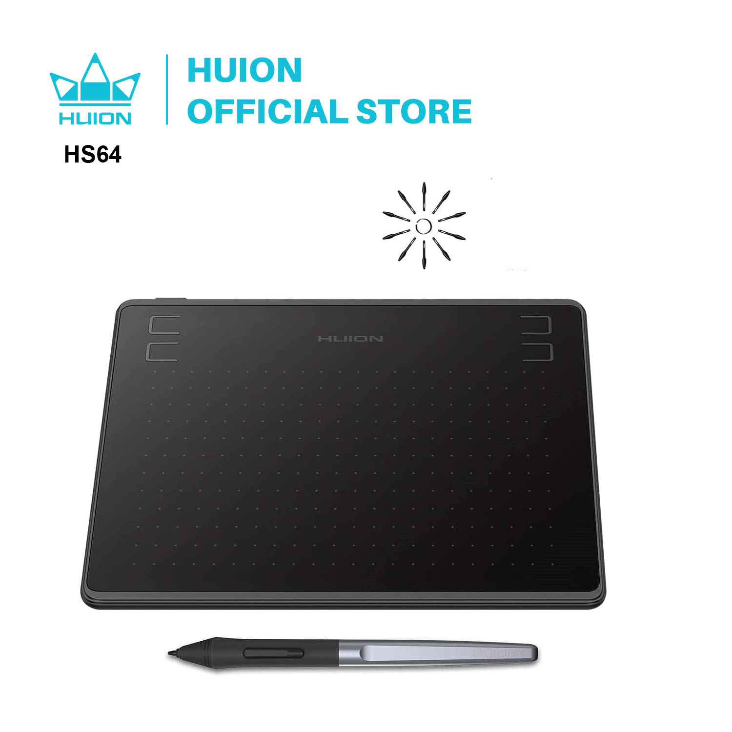 HUION HS64 6x4 بوصة أقراص الرس - مراجعة Drawing Tablet Battery Free Stylus وسعره