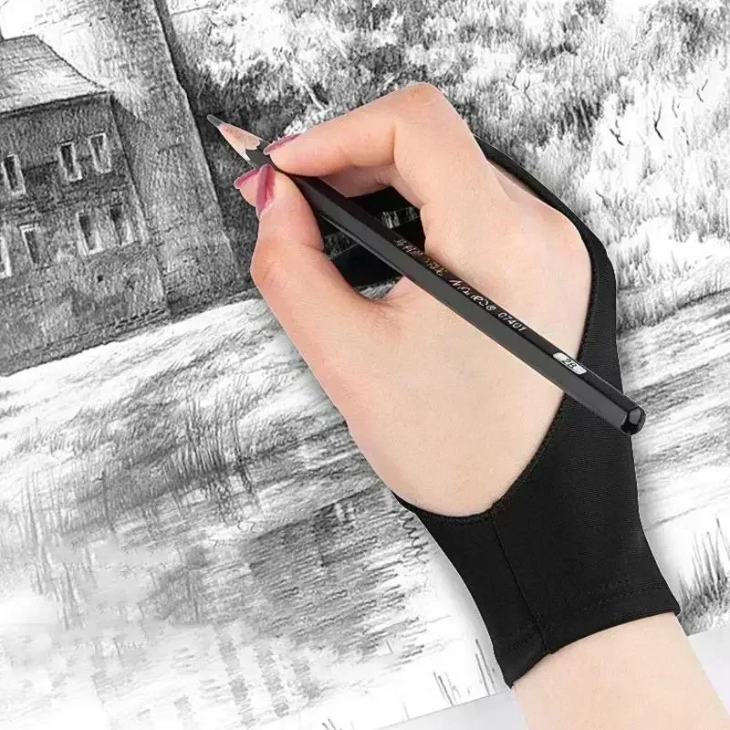 قفاز رسم بخاصية منع لمس راحة ا - مراجعة Drawing Glove Two Finger Artist وسعره